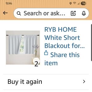 RYB White Blackout Curtains 42X45. BRAND NEW           4 Panels
